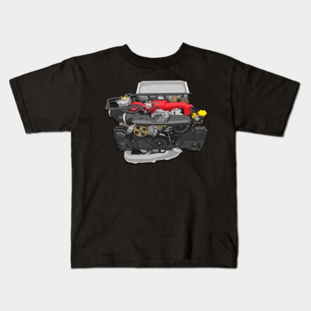 Subaru boxer engine EJ20 Kids T-Shirt by ArtyMotive